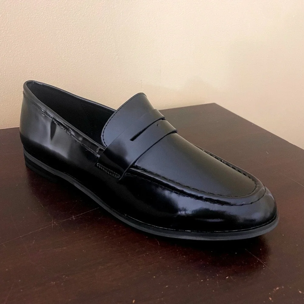 Banana Republic Womens Black Leather Penny Loafers Size 9 531524-00-1‎ FA24